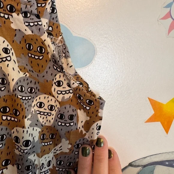 Nooworks monsters overalls small like new rare print - Picture 10 of 11